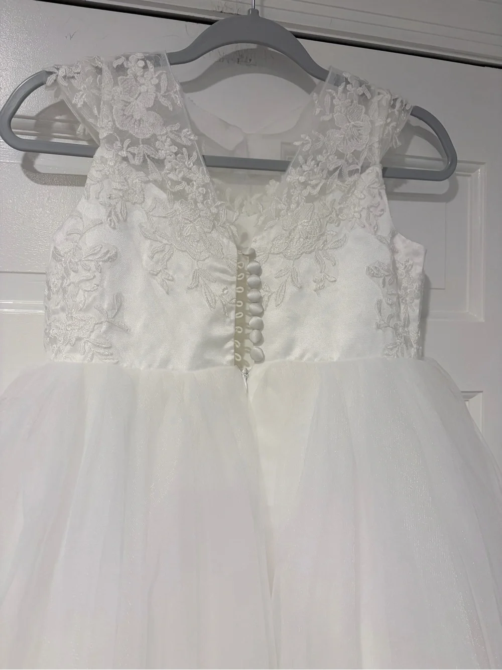 White Lace & Tulle Flower Girl Dress Girls Size 8/10